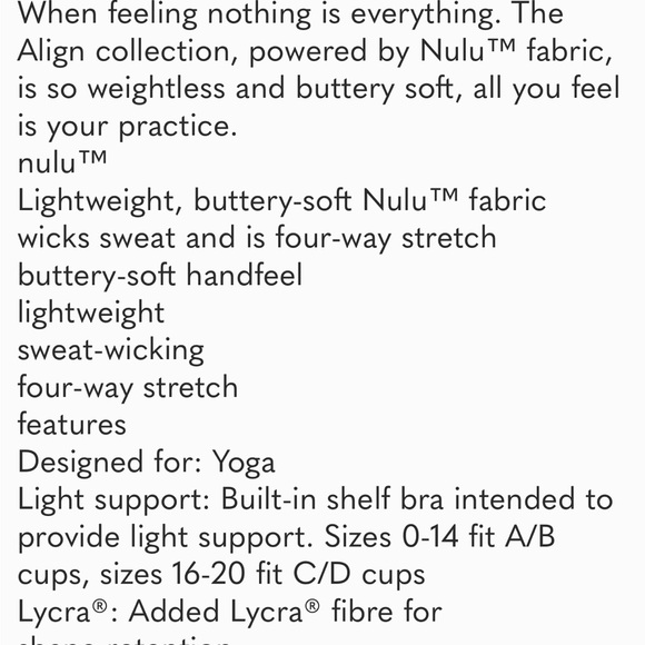 Lululemon Align Longline Tank Top/Bra in Nulu Fabric, Rose/Pink, Size 6 - Picture 6 of 8